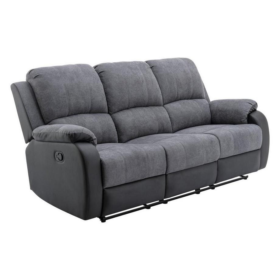 Vente-unique Couchgarnitur 3+2 - Mikrofaser & Kunstleder - Grau & Schwarz - BRODY  