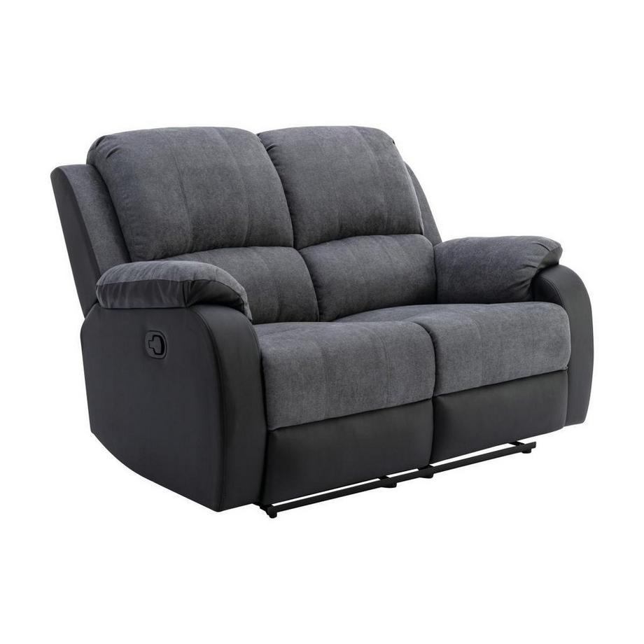 Vente-unique Couchgarnitur 3+2 - Mikrofaser & Kunstleder - Grau & Schwarz - BRODY  