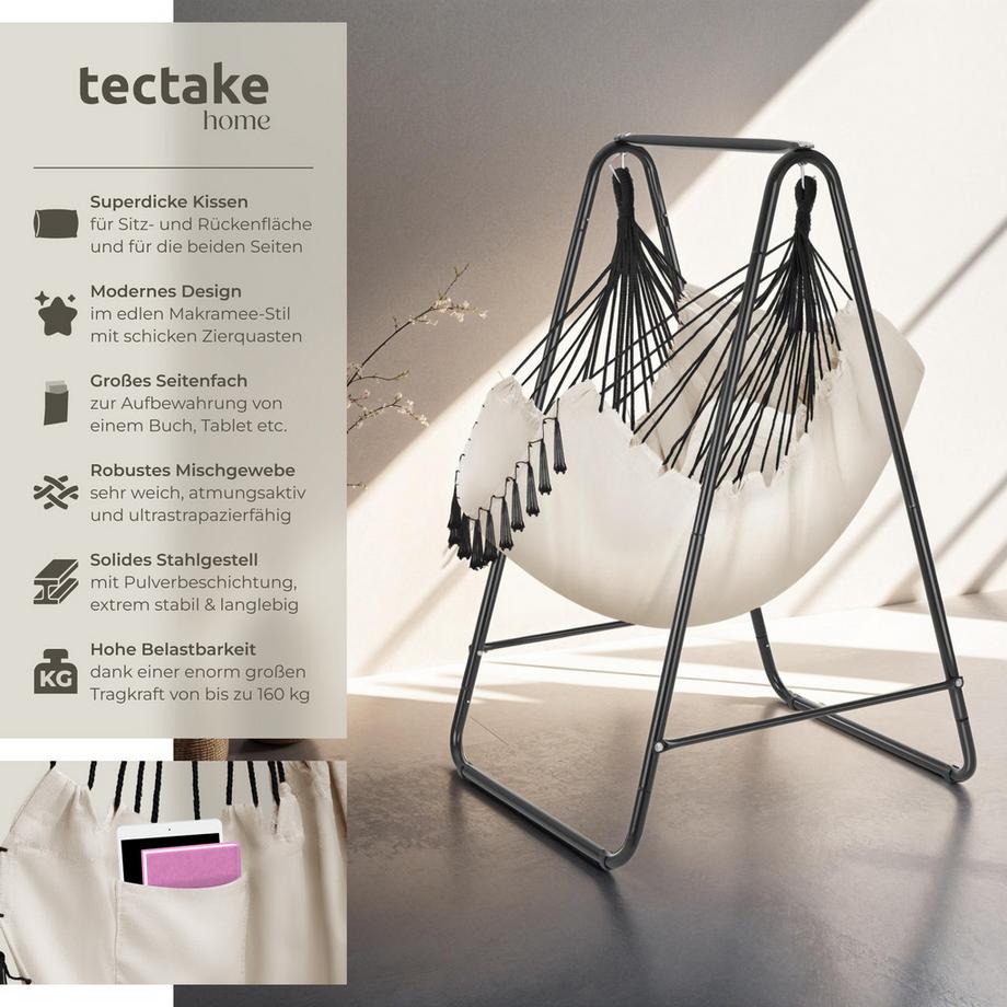 Tectake Poltrona sospesa Alison 3 cuscini extra spessi  