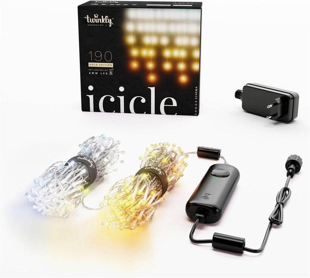 twinkly  Icicle,190LEDs,AWW,2-4-6-2-5 lamps Wifi,Bluetooth, IP55, Musicsensor, CH Plug 