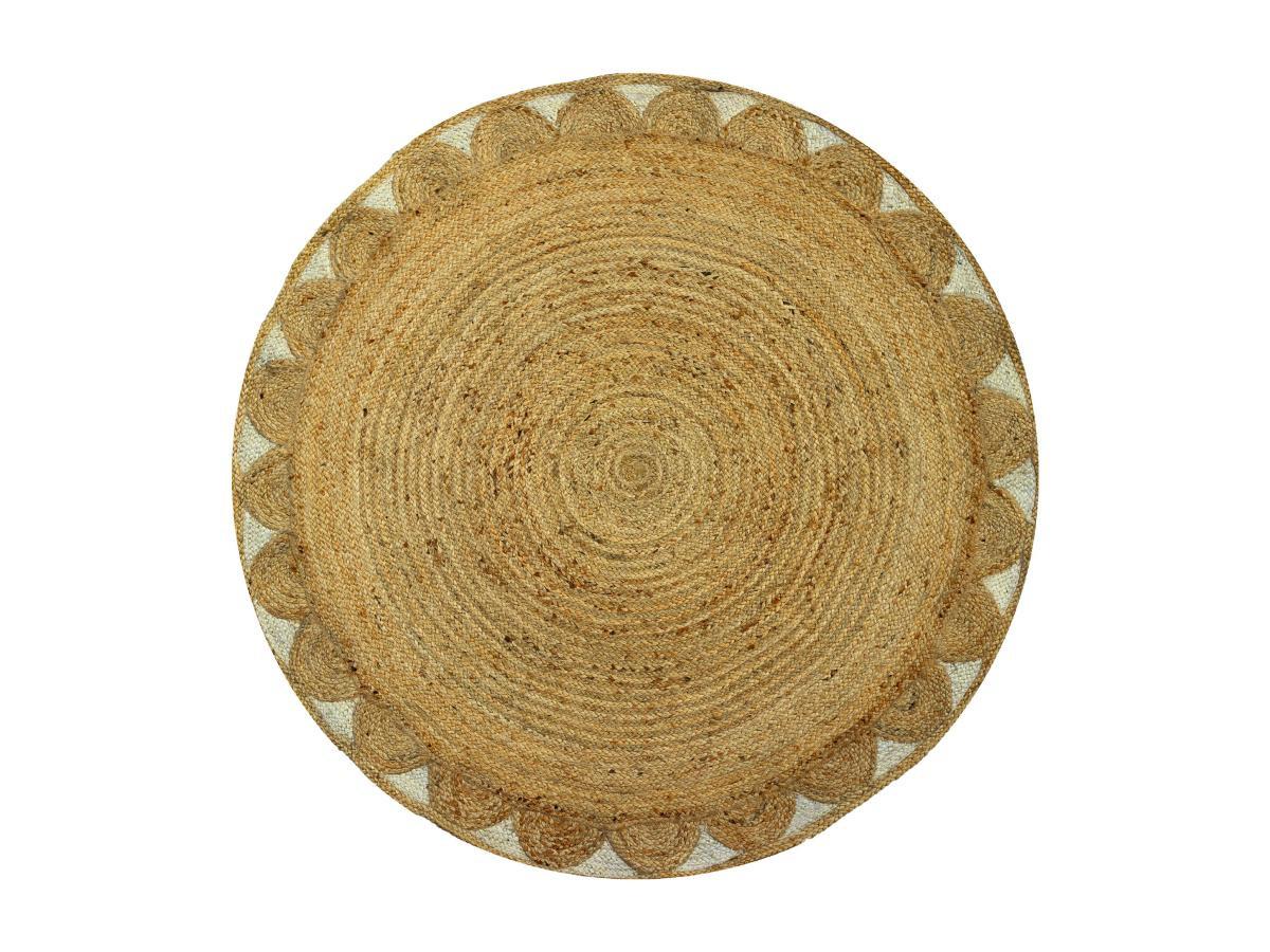 Vente-unique  Tapis rond forme fleur 100% jute - D. 150 cm - Naturel - INDIRA 