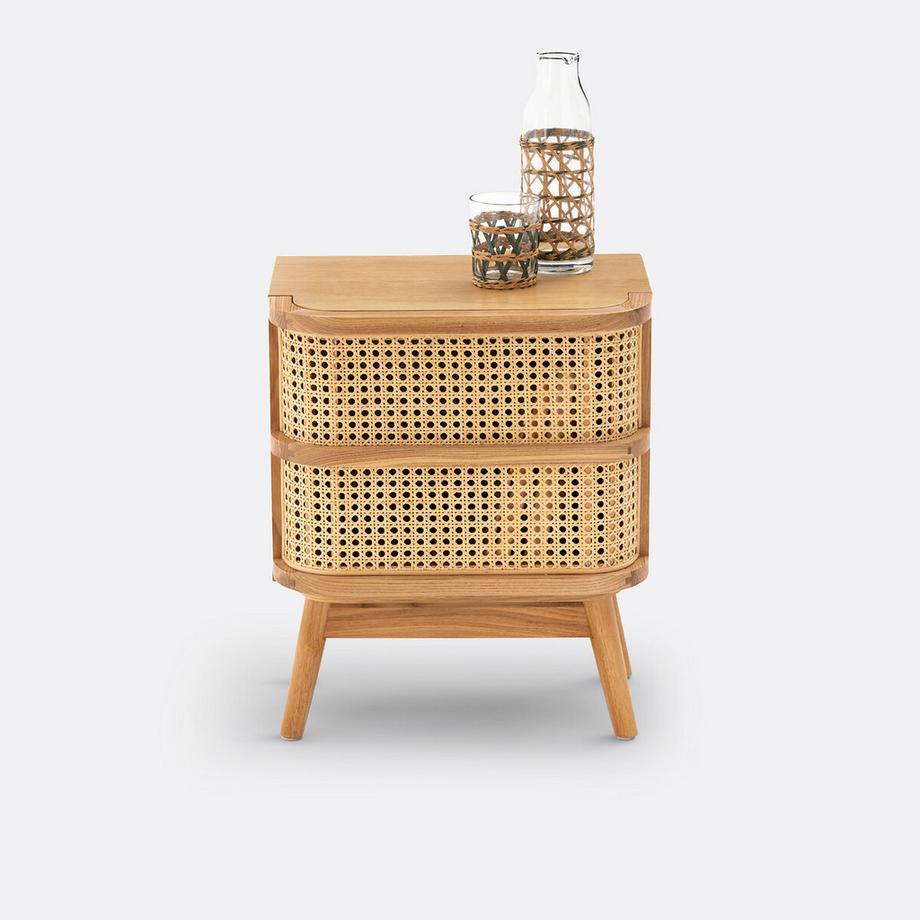 La Redoute Intérieurs Nachttisch Laora mit 1 Rattanschublade  