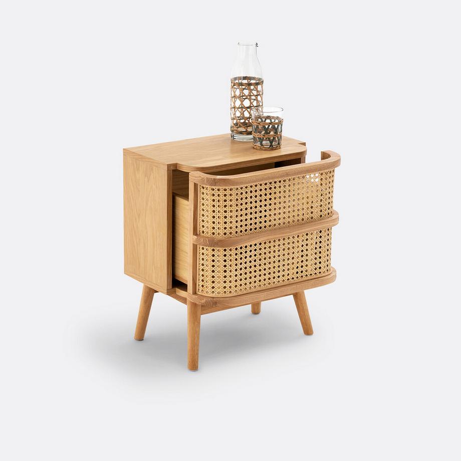 La Redoute Intérieurs Nachttisch Laora mit 1 Rattanschublade  