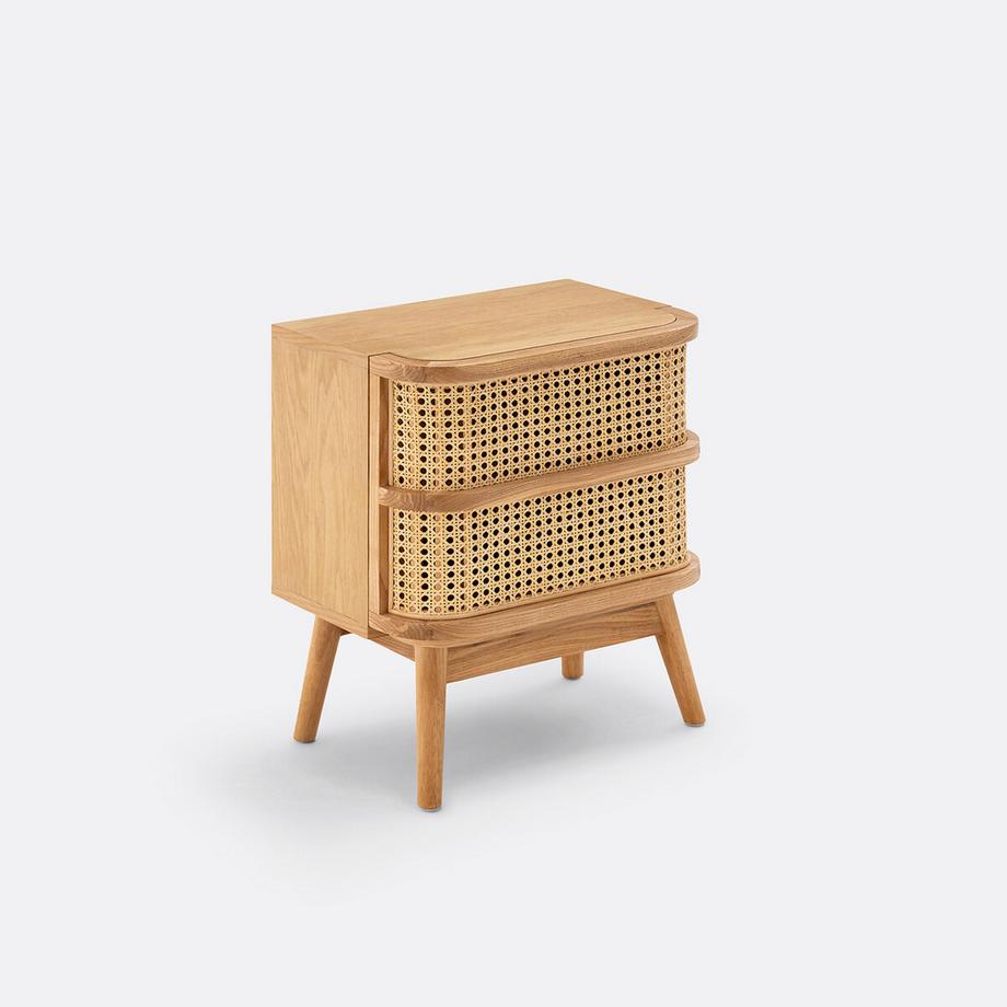 Nachttisch Laora mit 1 Rattanschublade