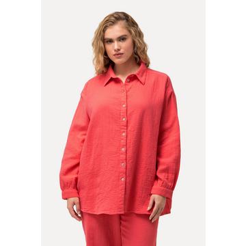 Chemisier oversize en mousseline, col chemise et manches longues