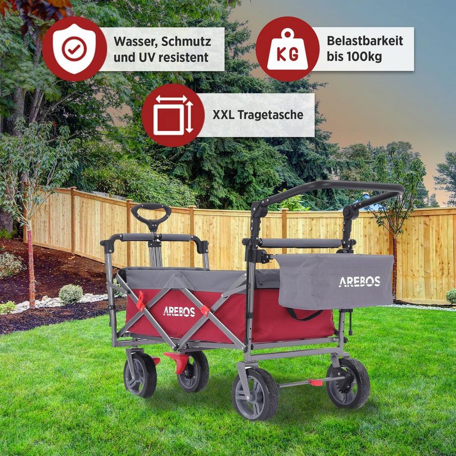 Arebos  Charrette à bras avec toit | Charrette à bras | Chariot de transport | Chariot à matériel 