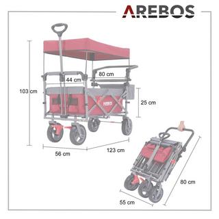 Arebos  Charrette à bras avec toit | Charrette à bras | Chariot de transport | Chariot à matériel 