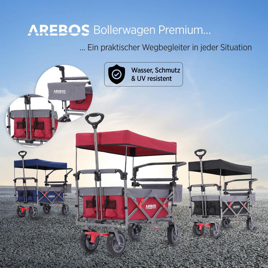 Arebos  Charrette à bras avec toit | Charrette à bras | Chariot de transport | Chariot à matériel 