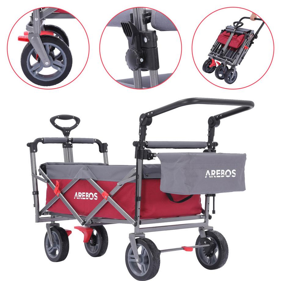 Arebos  Charrette à bras avec toit | Charrette à bras | Chariot de transport | Chariot à matériel 