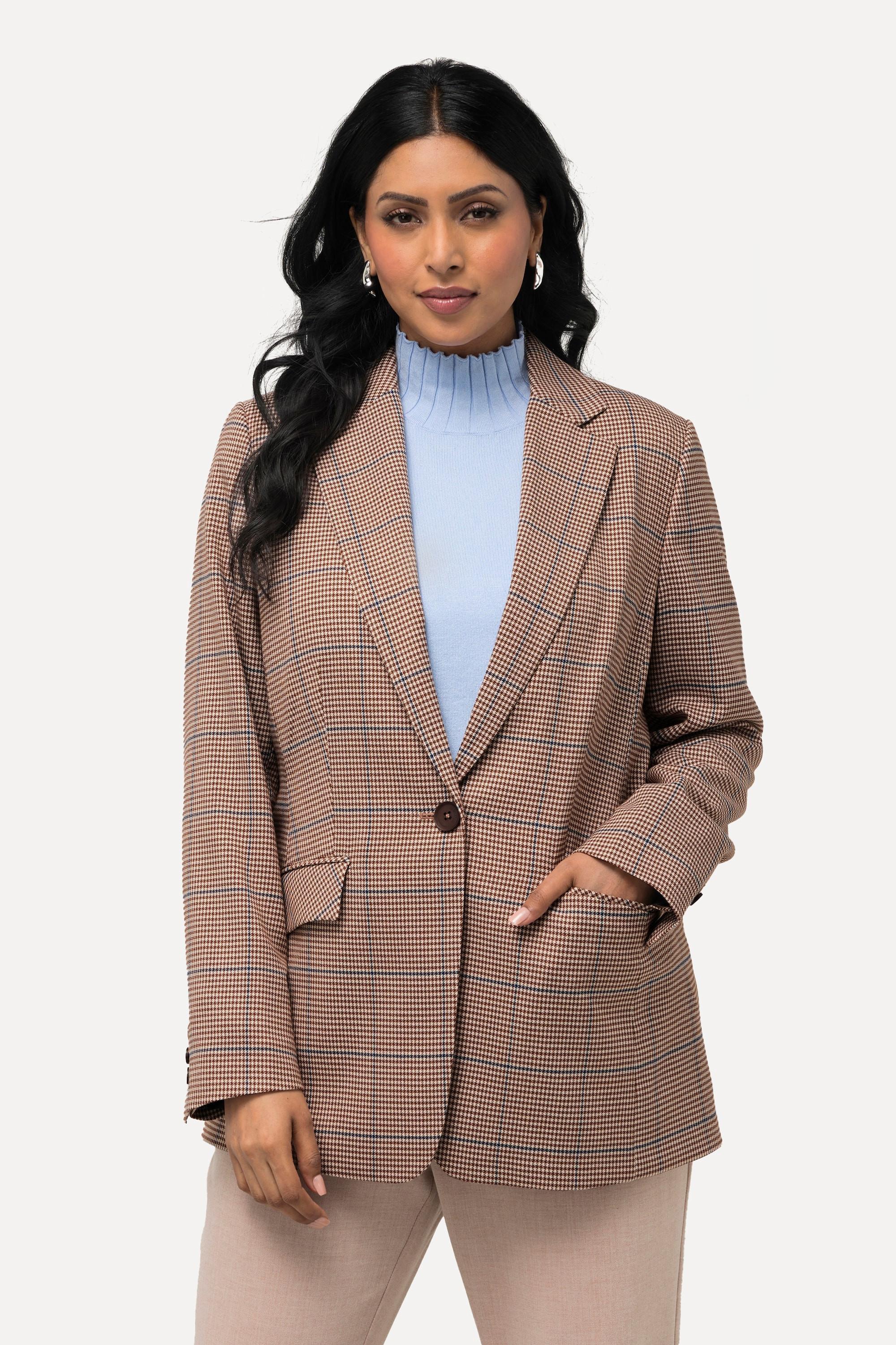 Ulla Popken  Blazer, Karomuster, Reverskragen, Klappentaschen 