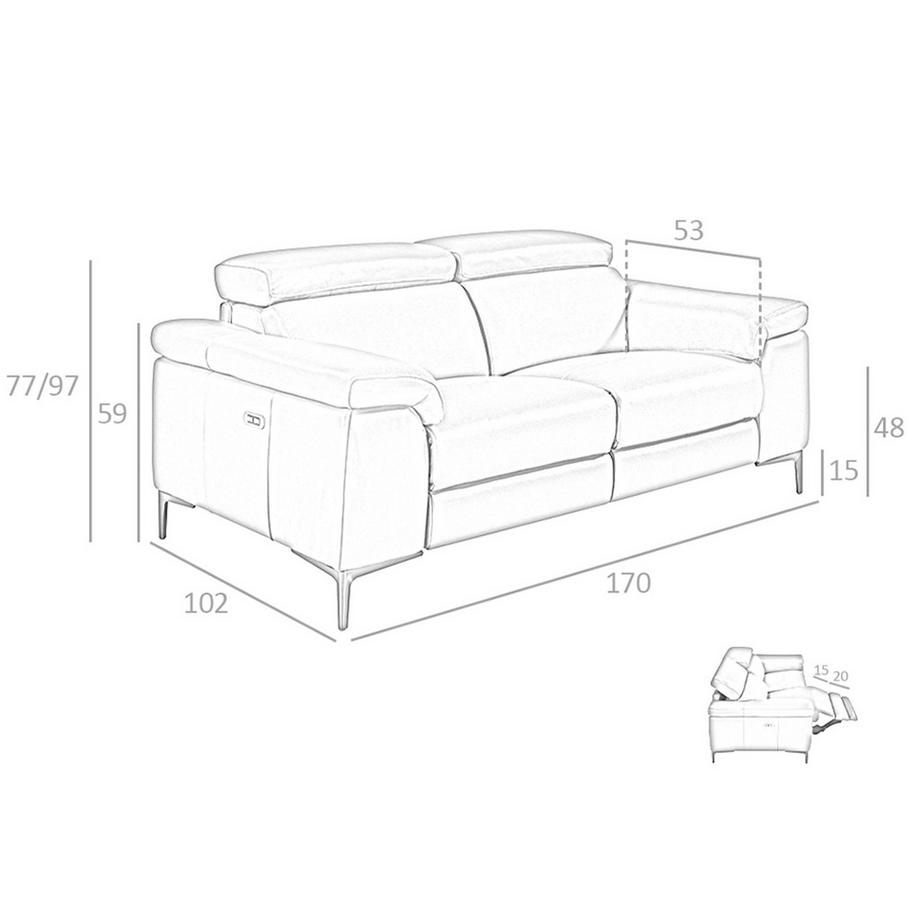 ANGEL CERDA 2-sitzer relaxsofa aus dunkelgrauem leder  