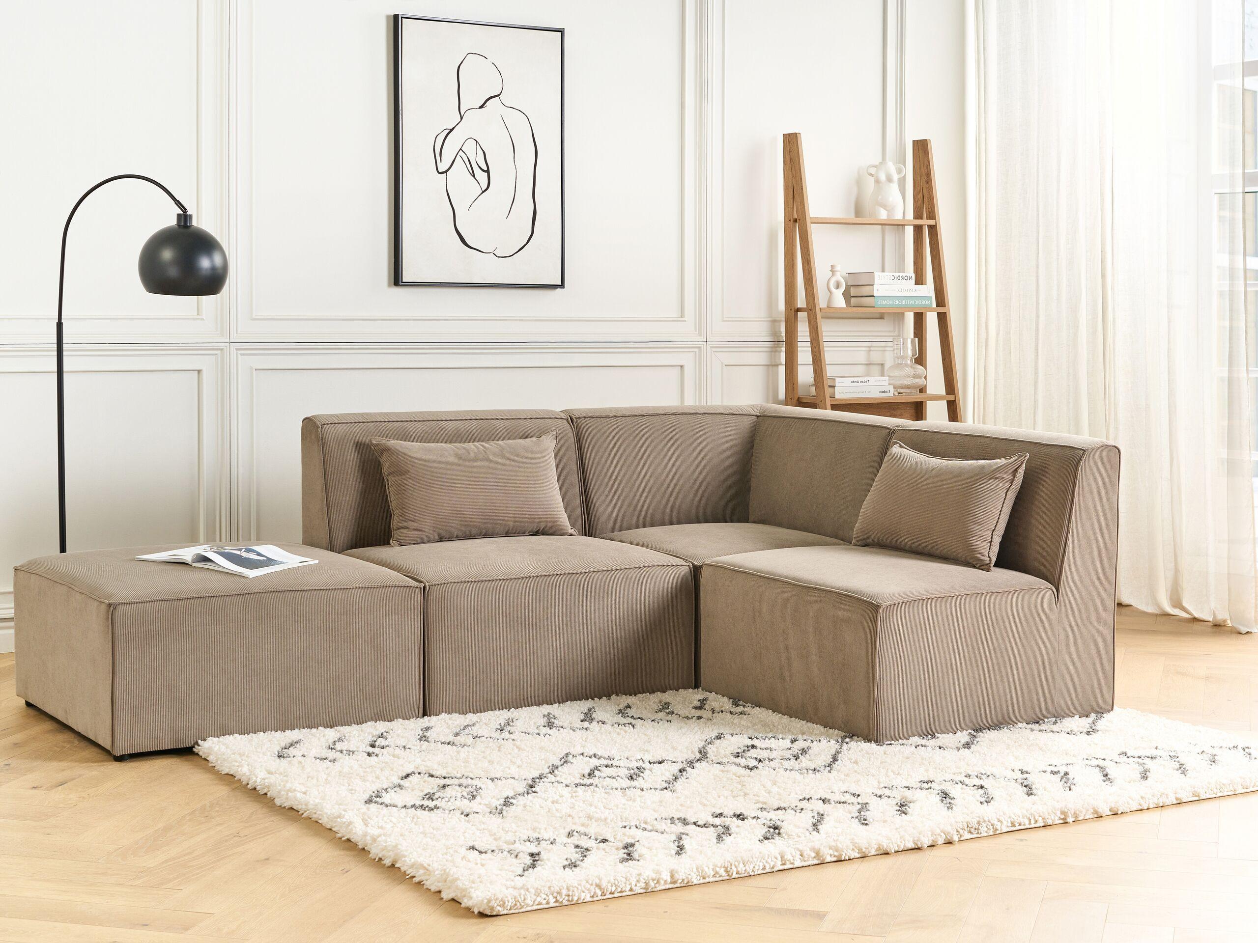 Beliani Sofa mit Ottomane aus Cord Modern LEMVIG  