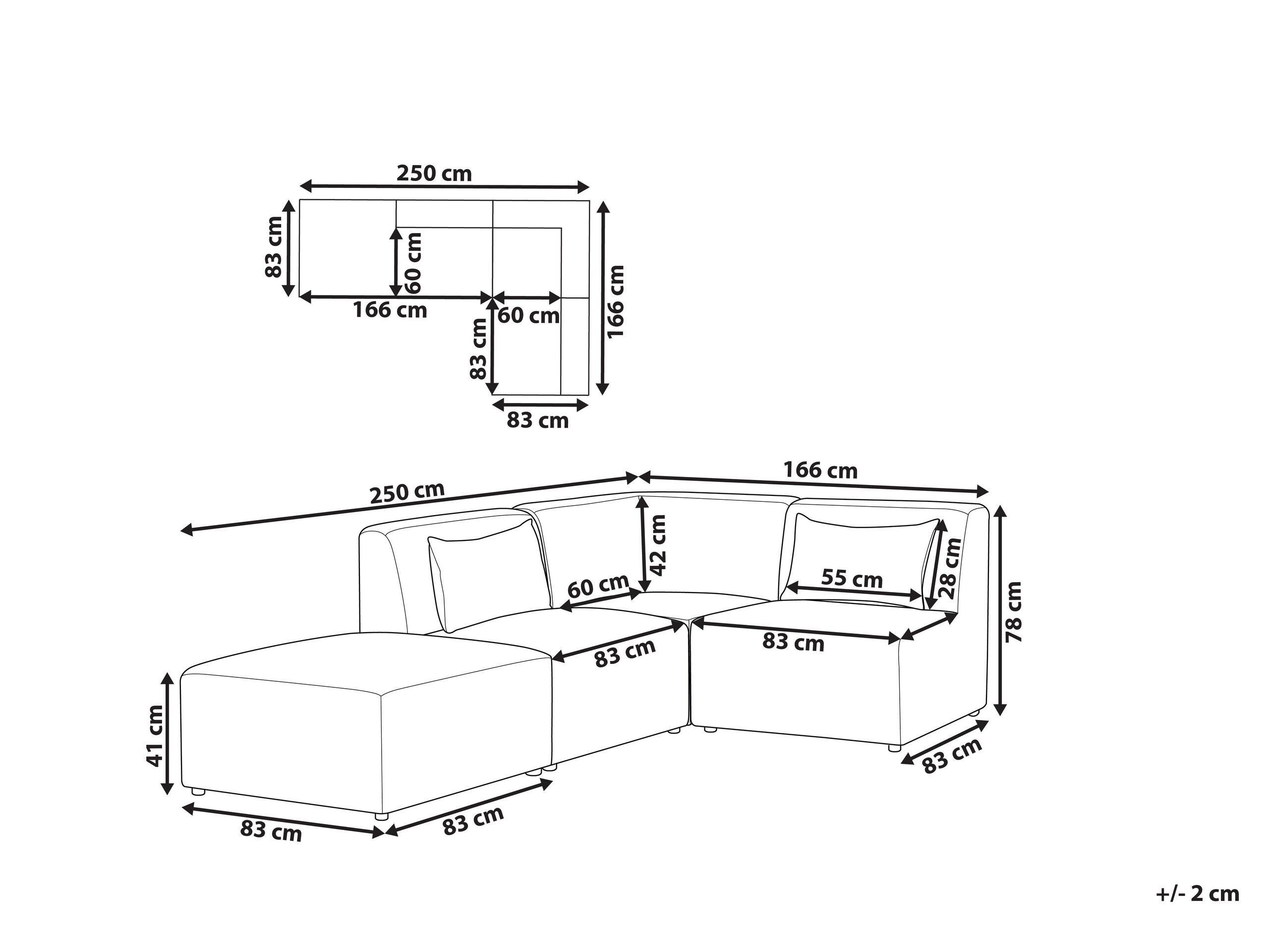 Beliani Sofa mit Ottomane aus Cord Modern LEMVIG  