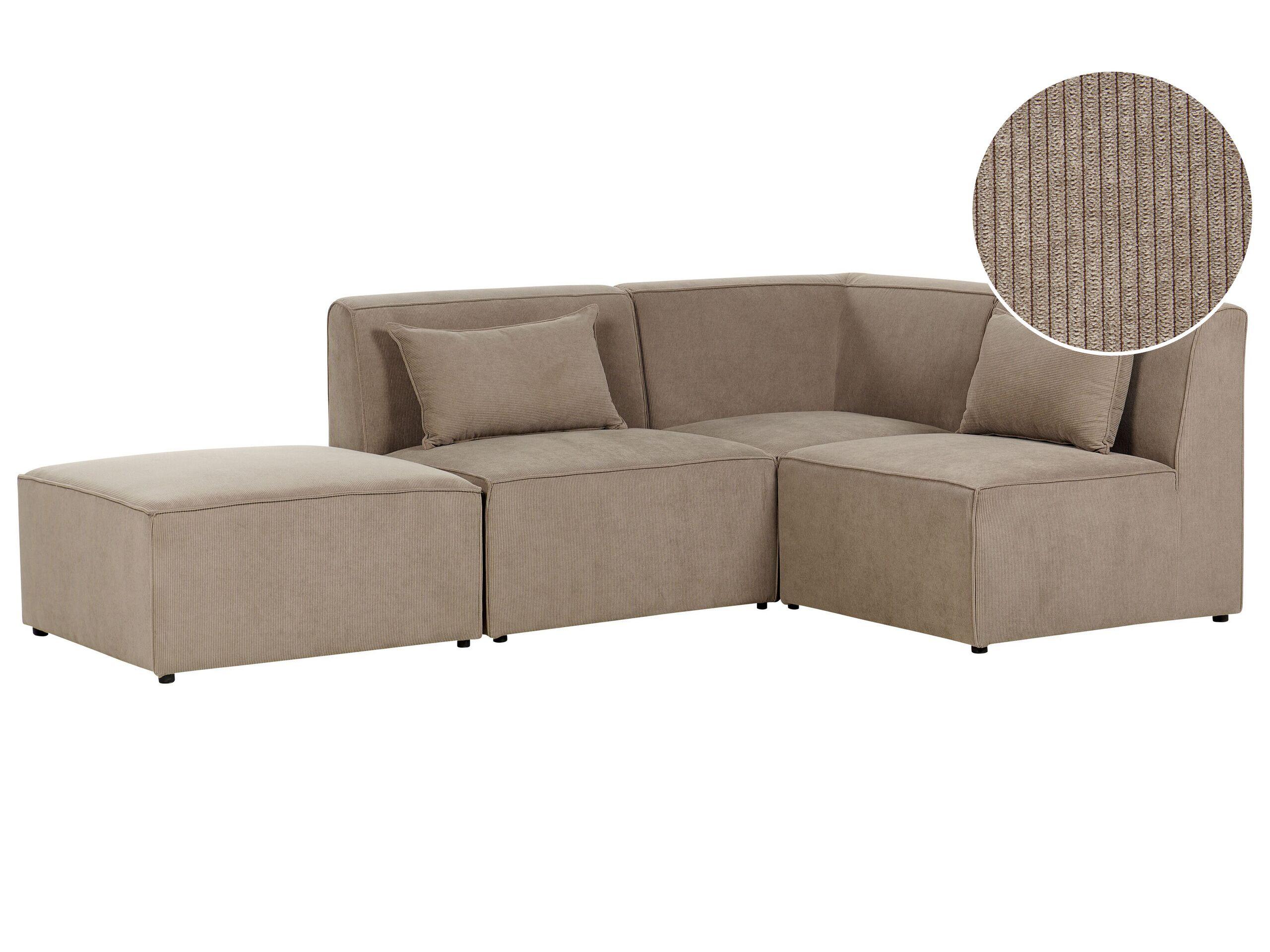 Beliani Sofa mit Ottomane aus Cord Modern LEMVIG  