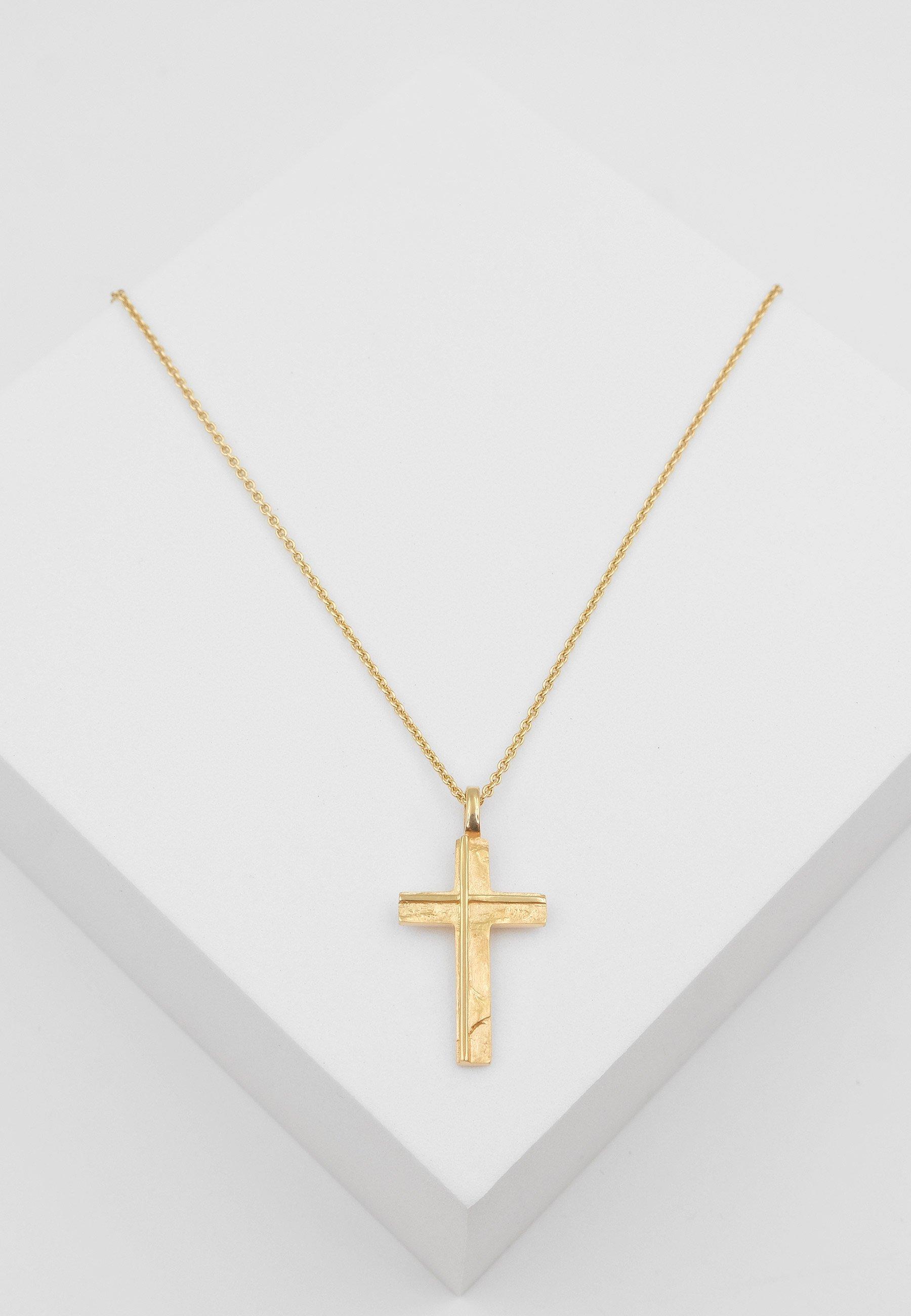 MUAU Schmuck  Anhänger Kreuz Gelbgold 750, 27x14mm 
