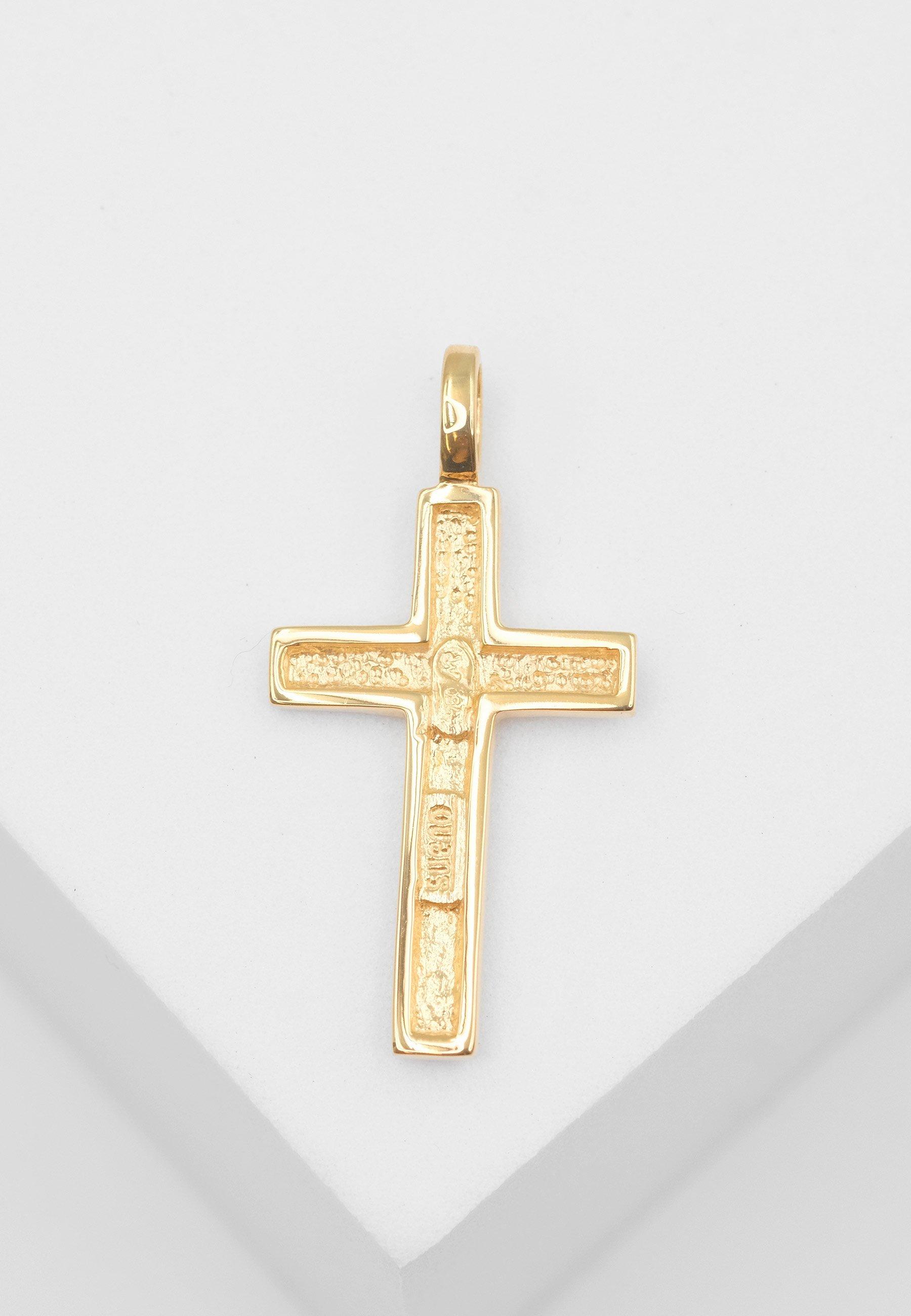 MUAU Schmuck  Pendentif croix en or jaune 750, 27x14mm 