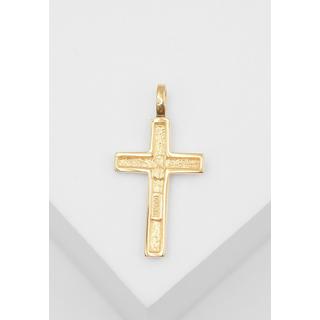 MUAU Schmuck  Anhänger Kreuz Gelbgold 750, 27x14mm 
