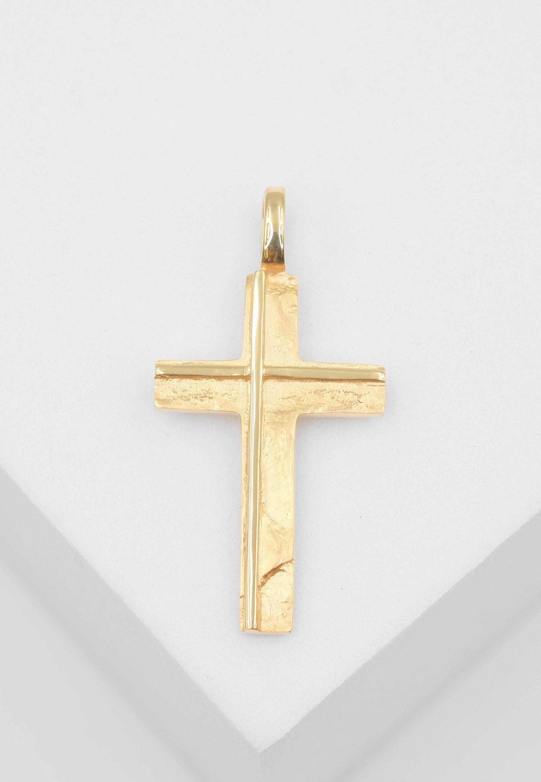 MUAU Schmuck  Anhänger Kreuz Gelbgold 750, 27x14mm 