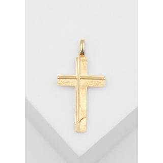 MUAU Schmuck  Anhänger Kreuz Gelbgold 750, 27x14mm 