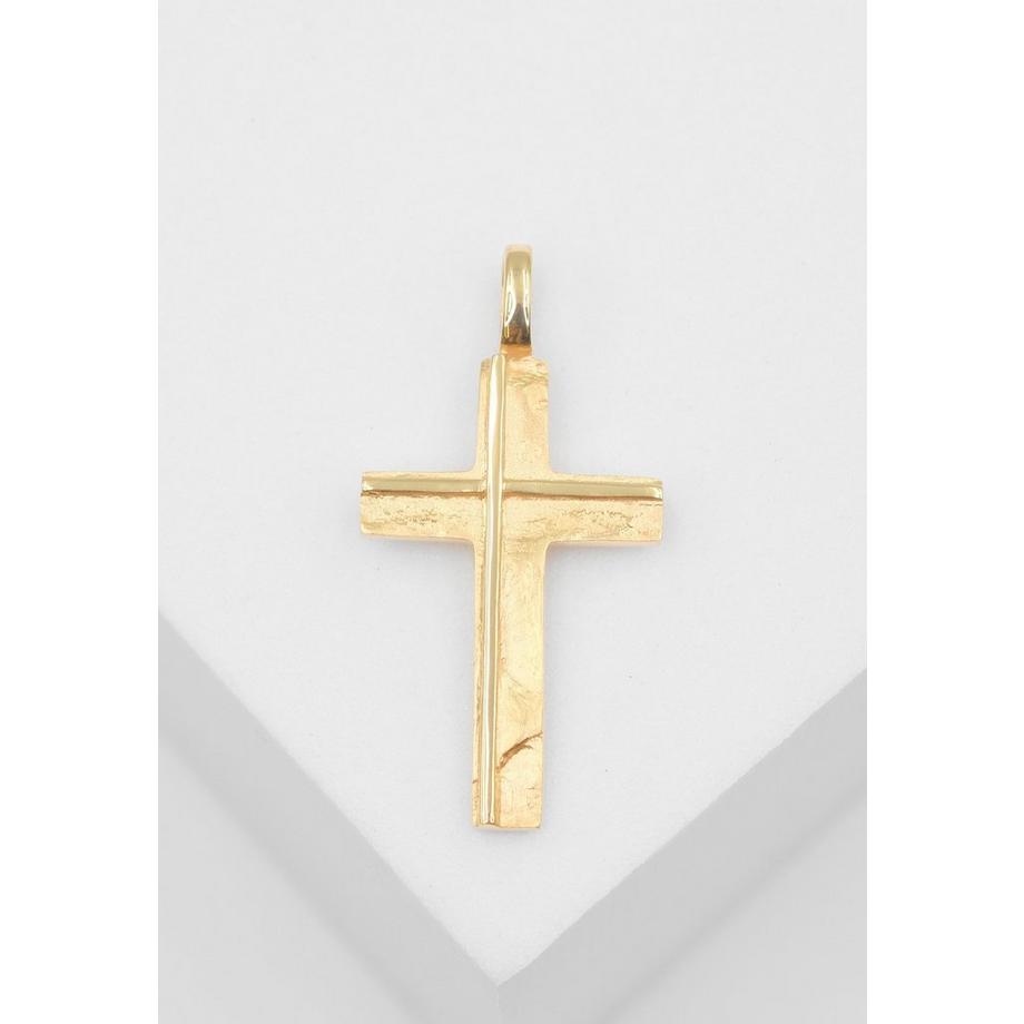 MUAU Schmuck  Anhänger Kreuz Gelbgold 750, 27x14mm 