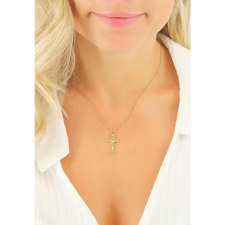 MUAU Schmuck  Anhänger Kreuz Gelbgold 750, 27x14mm 