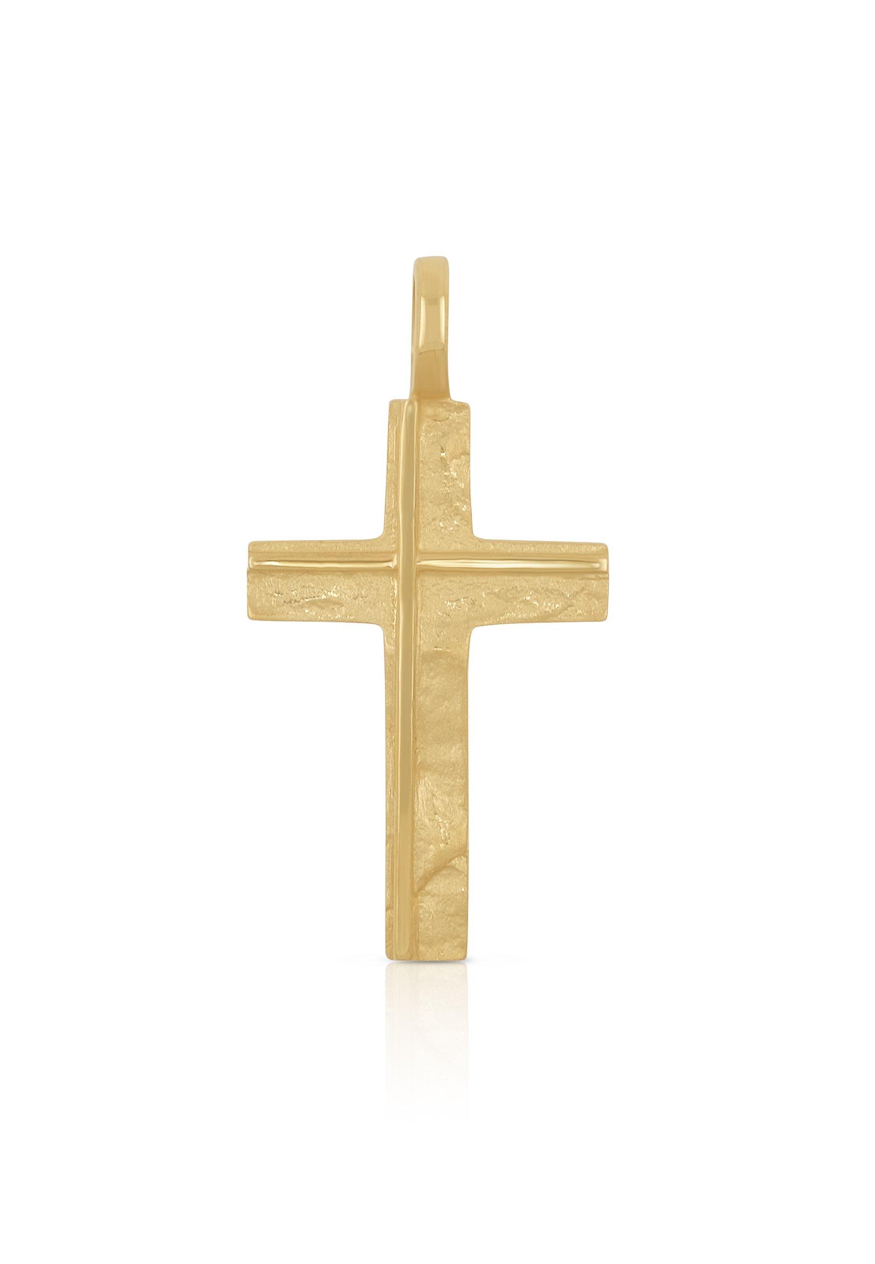 MUAU Schmuck  Pendentif croix en or jaune 750, 27x14mm 