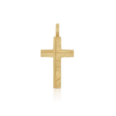 MUAU Schmuck  Pendentif croix en or jaune 750, 27x14mm 