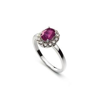 MUAU Schmuck  Ring Weissgold 750 Rubin 0.92ct.Brillanten 0.39ct. 