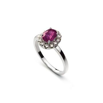 Bague or blanc 750 rubis 0,92ct.diamants 0,39ct.