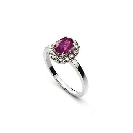 MUAU Schmuck  Bague or blanc 750 rubis 0,92ct.diamants 0,39ct. 