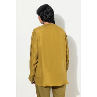 Ulla Popken Chemisier Cupro Perles Col en V Manches Longues  