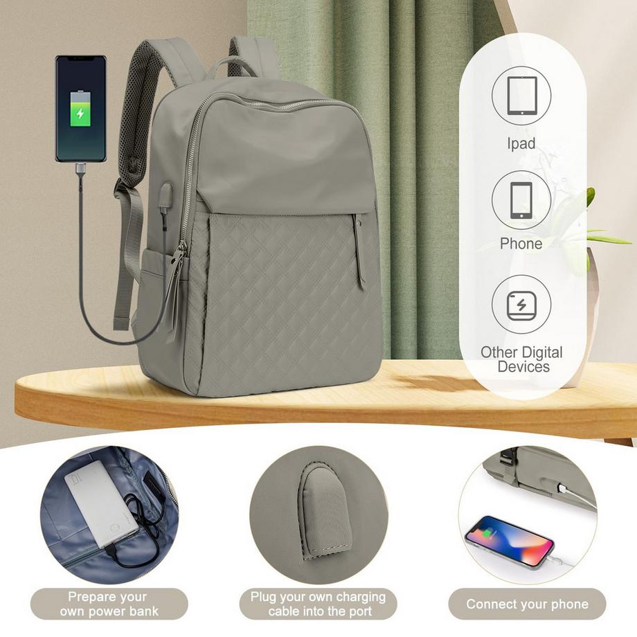 Only-bags.store  Rucksack Eleganter mittlerer Laptoprucksack Laptopfach USB-Ladeanschluss Schulrucksack Teen Rucksack Schule Wasserdichter Arbeitsrucksack 