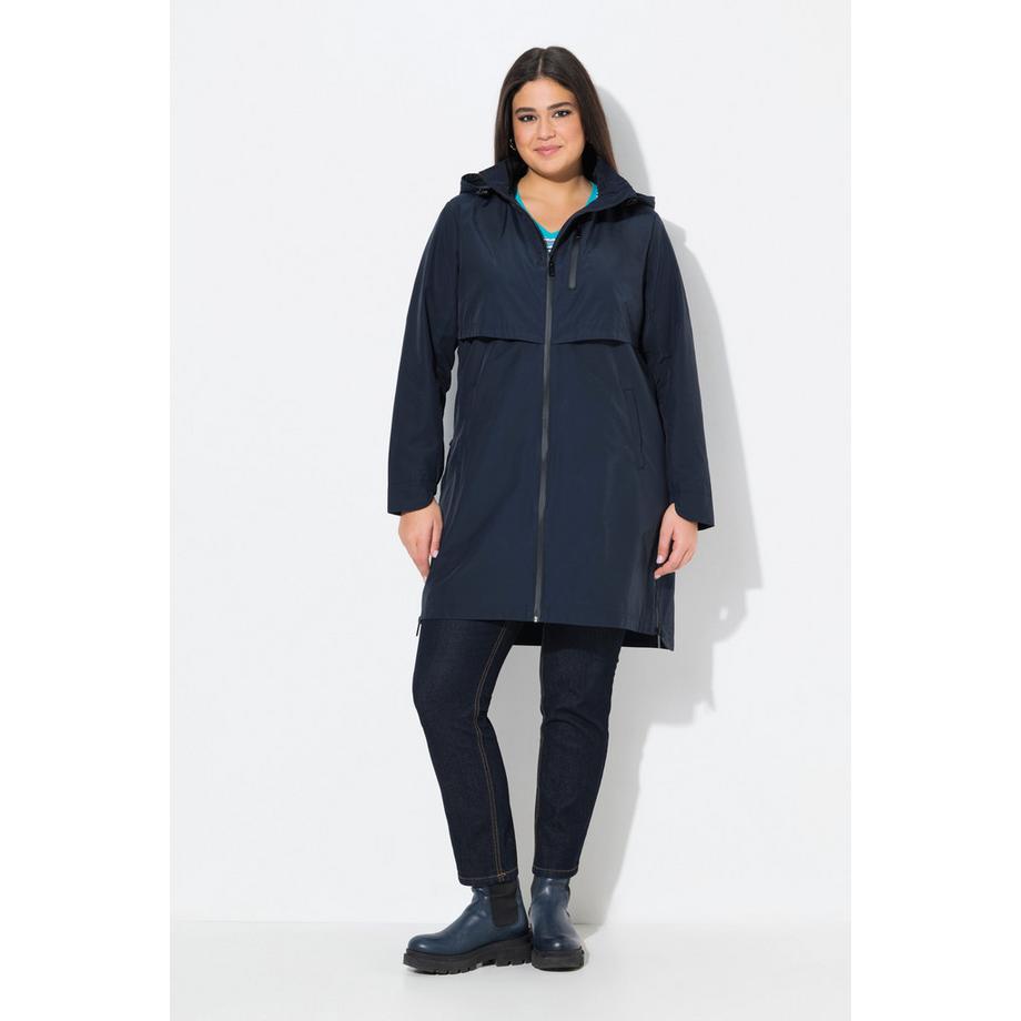 Ulla Popken Parka Spacchetti Laterali con Zip Cappuccio Tasche con Zip  