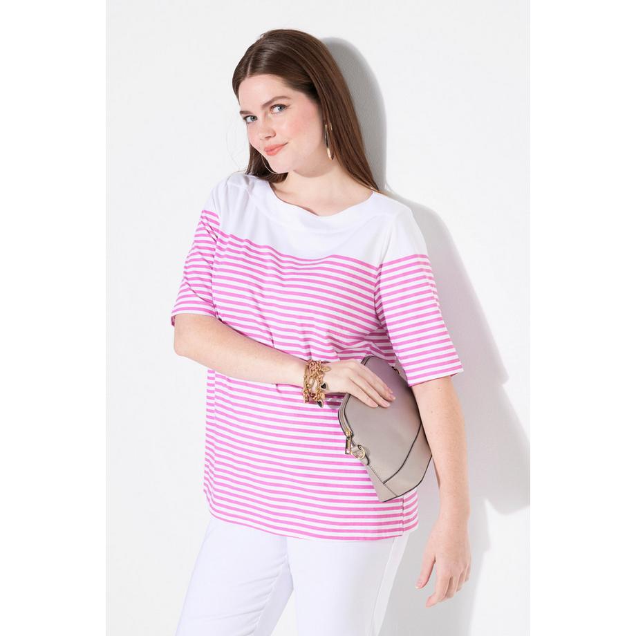 Ulla Popken Maglia Righe alla Marinara Scollo a Barca Mezze Maniche  