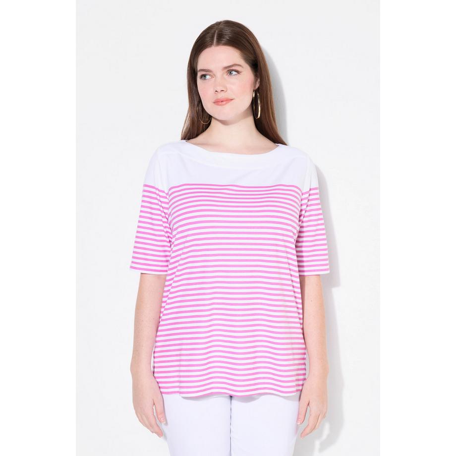 Ulla Popken Maglia Righe alla Marinara Scollo a Barca Mezze Maniche  