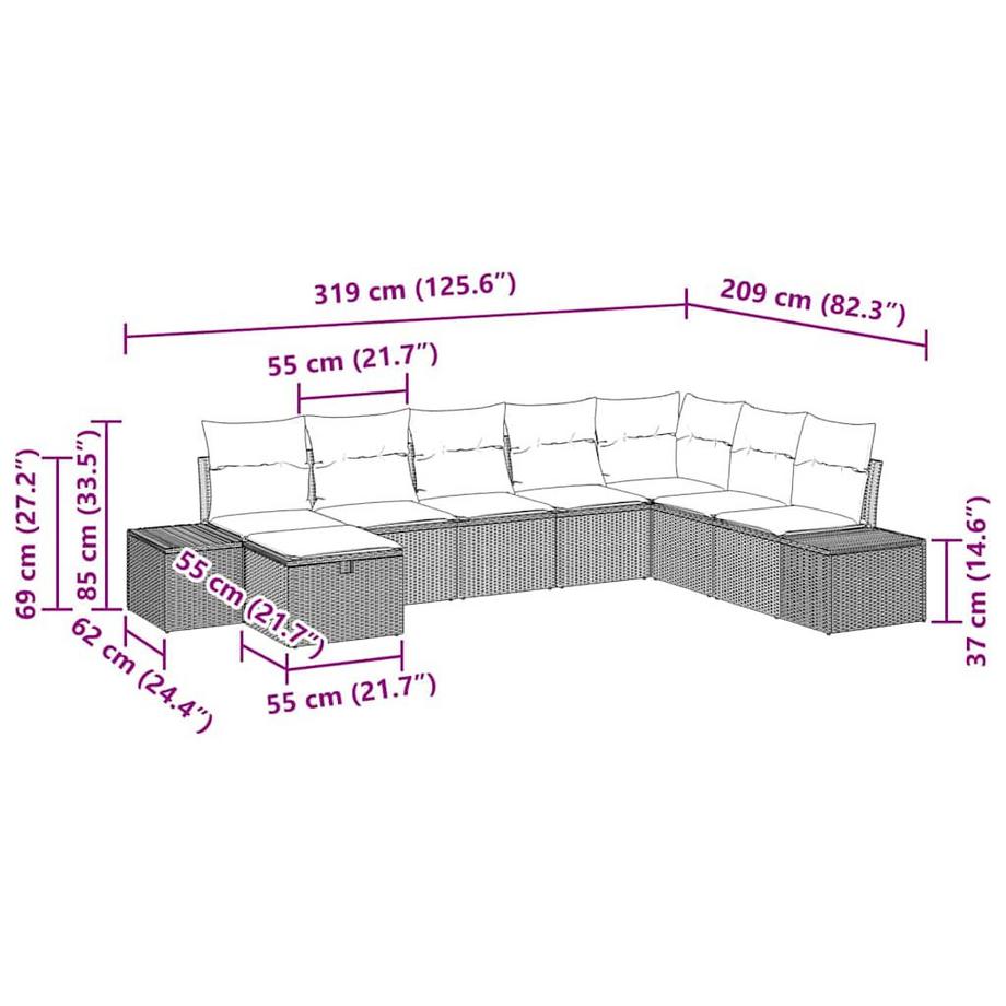 VidaXL Set Divano da Giardino Polyrattan  