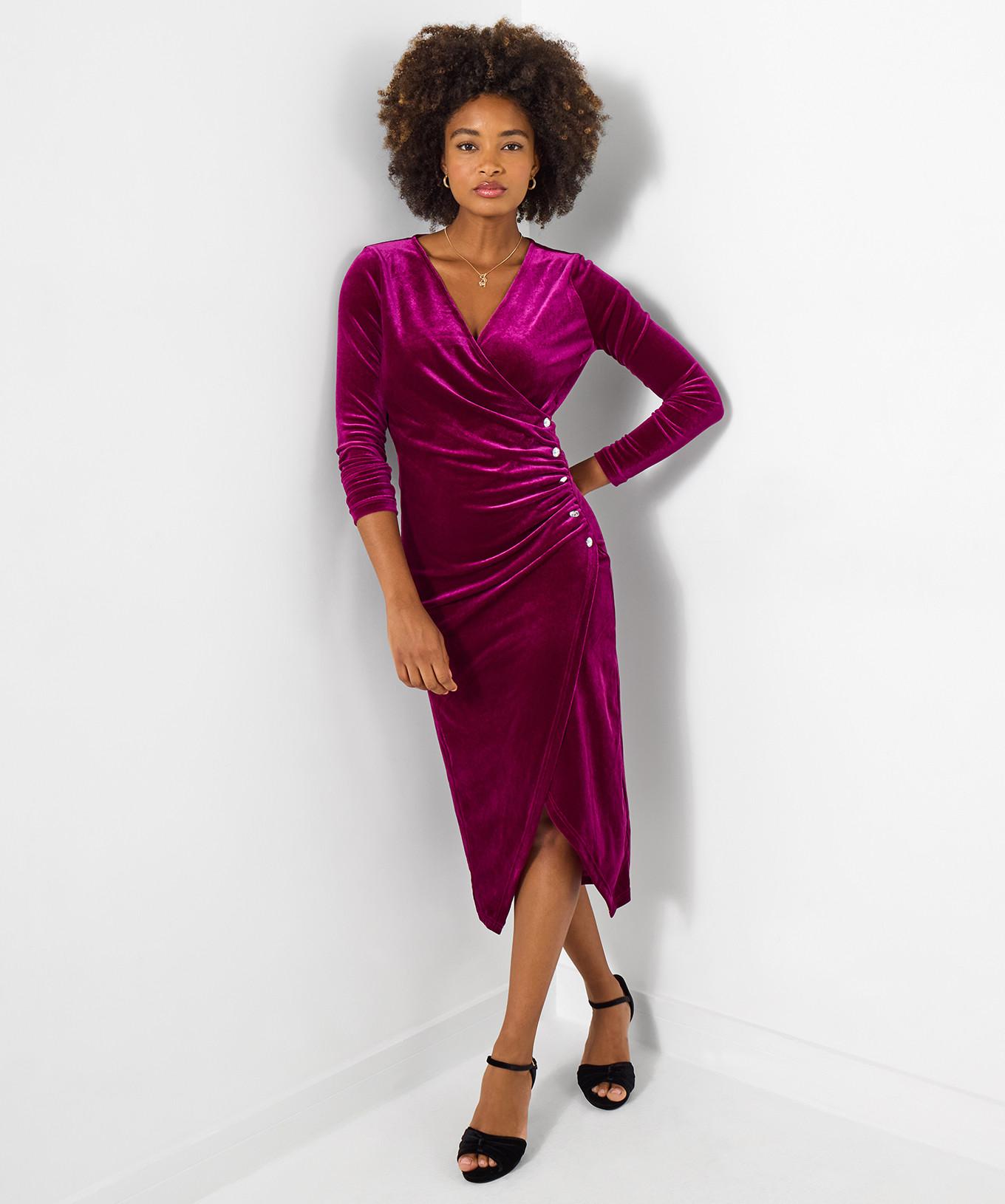 Joe Browns Robe en Velours Extensible Col V  