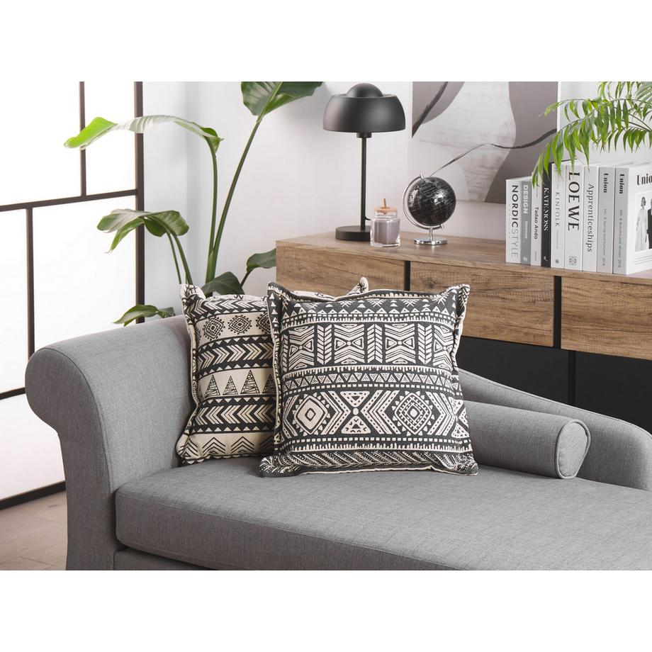 Beliani Lot de 2 coussins décoratifs en Coton Boho SIRVAN  