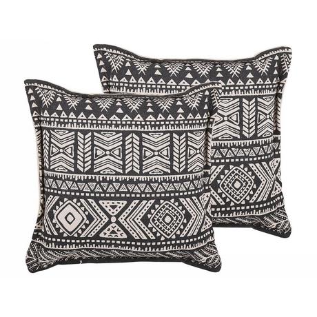 Beliani Lot de 2 coussins en Coton Boho SIRVAN  