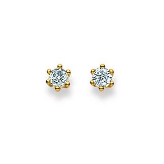 MUAU Schmuck  Clous d'oreilles or jaune 750 Zircone 4mm 