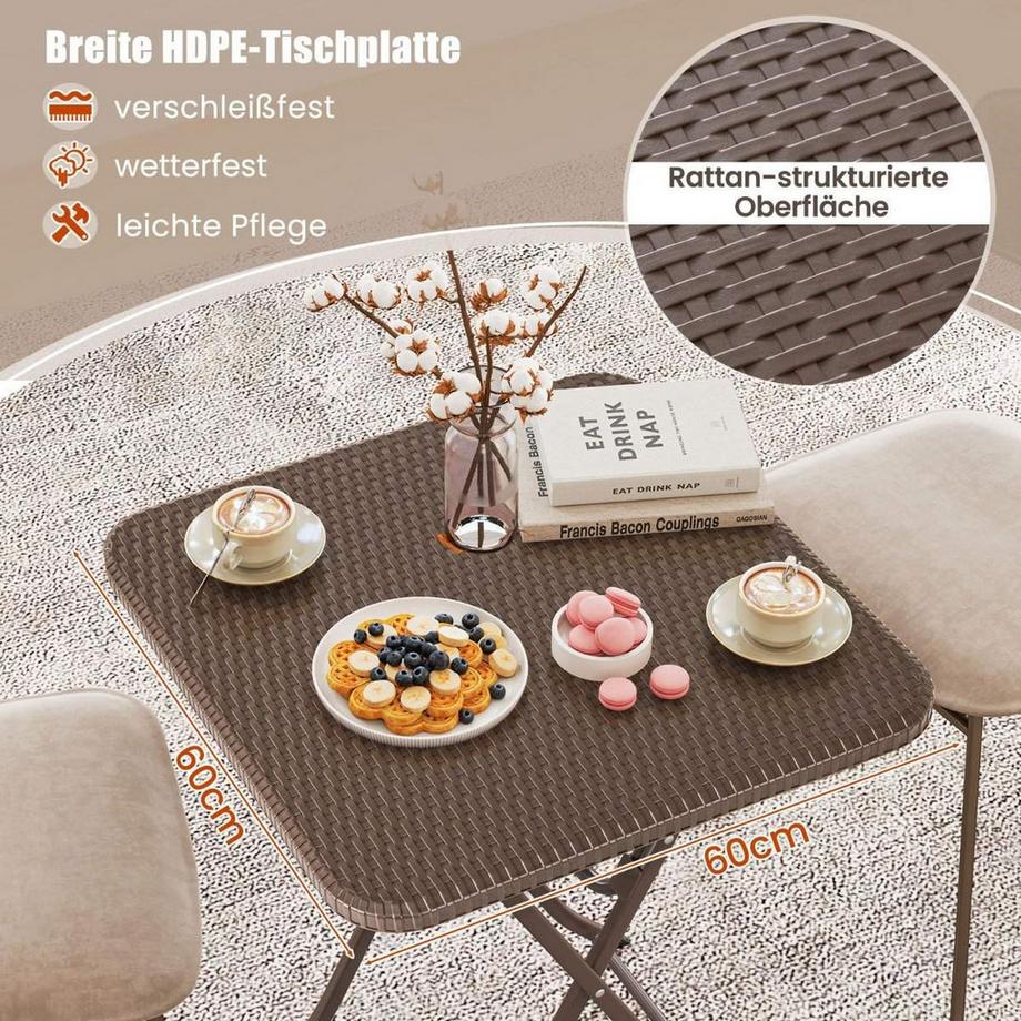 Northix Tavolo pieghevole in stile rattan  