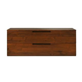 Vente-unique Waschbeckenunterschrank hängend mit 2 Schubladen - Dunkles Teakholz - 115 cm - BIMBING  