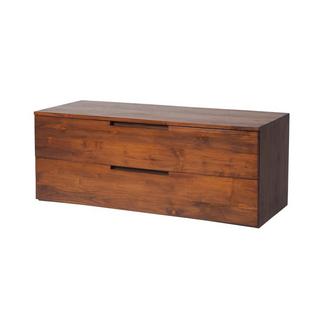 Vente-unique Waschbeckenunterschrank hängend mit 2 Schubladen - Dunkles Teakholz - 115 cm - BIMBING  