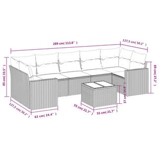 VidaXL Ensemble de canapés de jardin rotin synthétique  