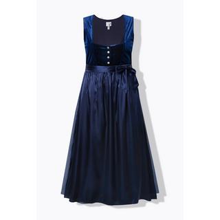 Ulla Popken Dirndl Stretch Samt Carré Ausschnitt Ärmellos  