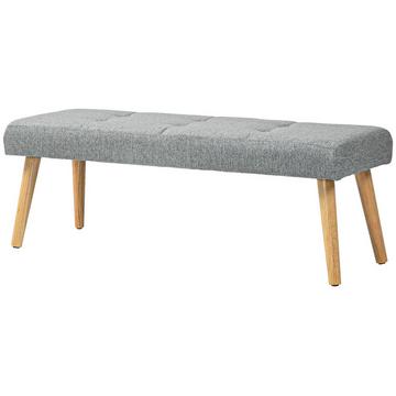 Banc, banc rembourré aspect lin, surpiqûres de boutons, banc de lit avec pieds en bois pour chambre à coucher, salon, couloir, 120 x 41 x 43 cm, gris