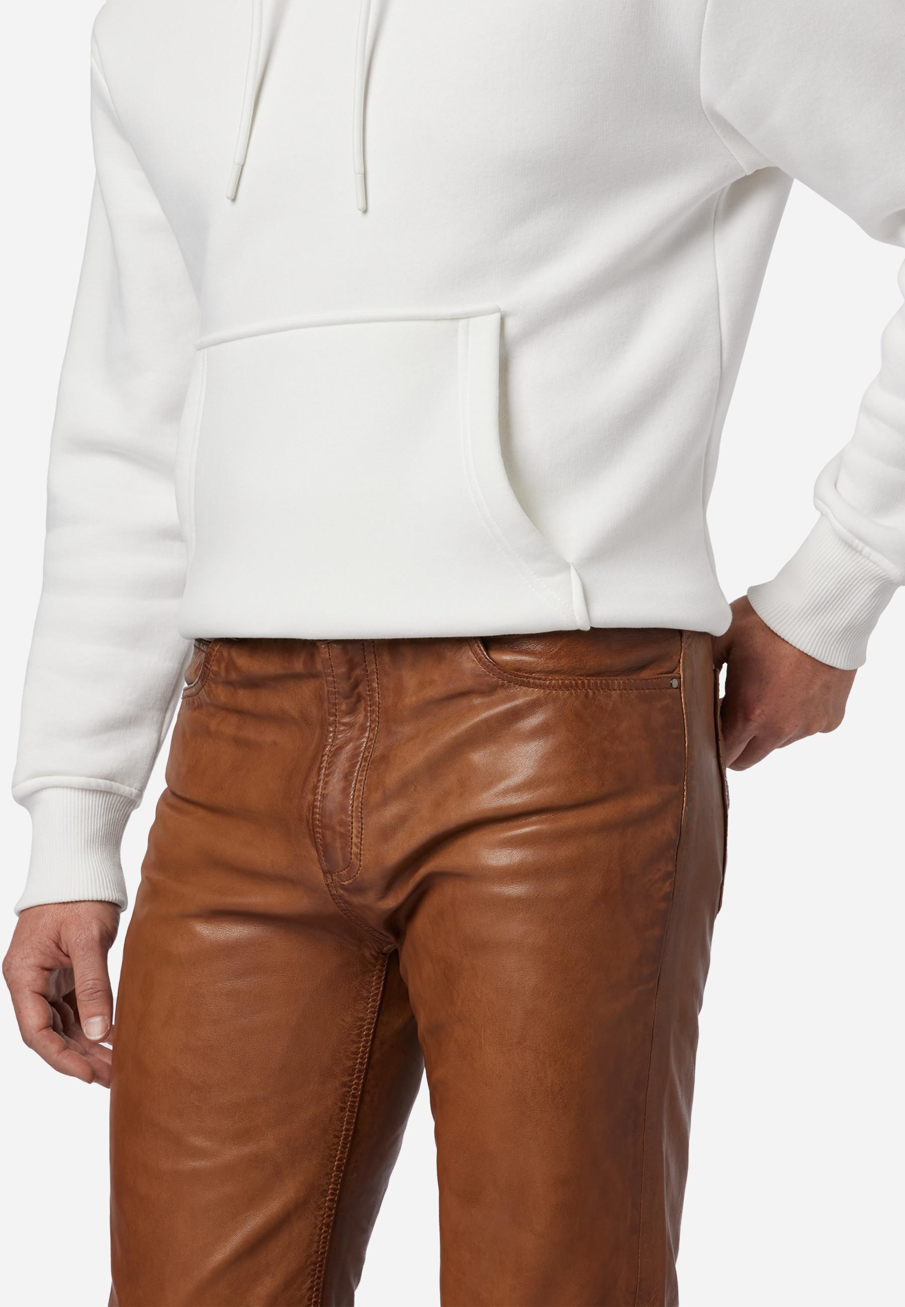 RICANO  Pantalon en cuir pour homme, Trant Pant, jeans en cuir à cinq poches en cuir d'agneau lavé. 