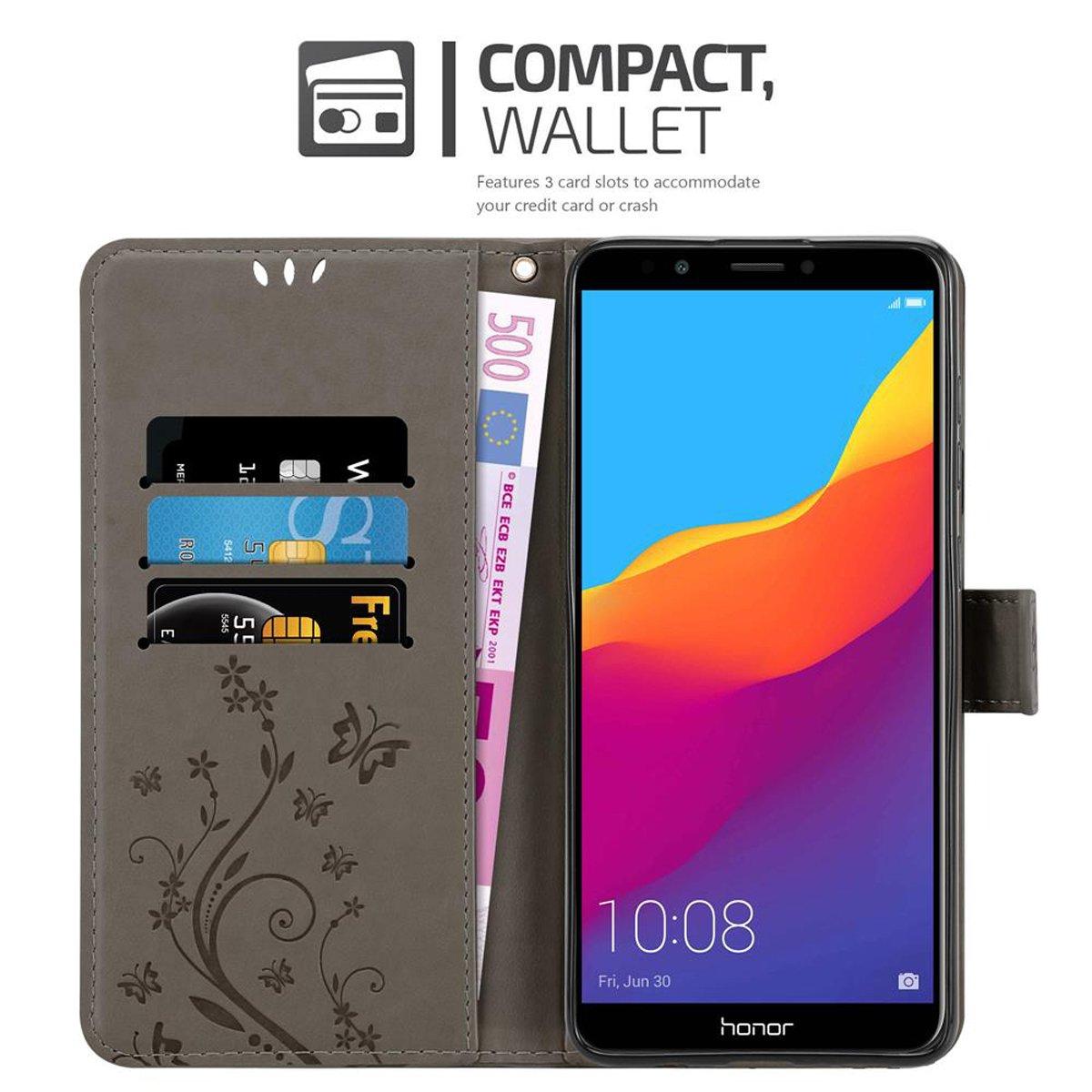 Cadorabo  Hülle für Honor 7C  Huawei Y7 2018 Blumen Design Magnetverschluss 