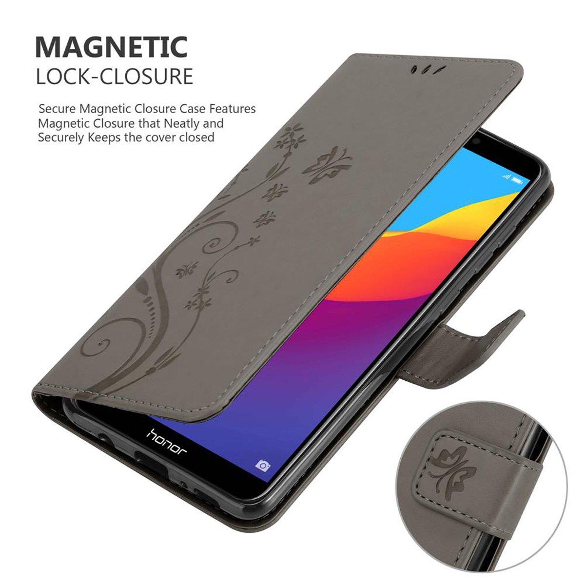 Cadorabo  Hülle für Honor 7C  Huawei Y7 2018 Blumen Design Magnetverschluss 