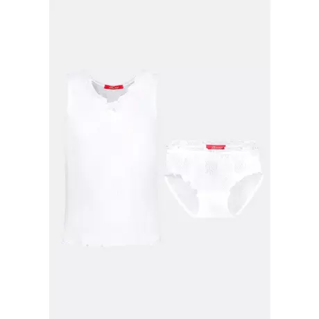 Hanssop Unterhemd+Unterhose, luxuriöse Spitze Pointelle, Rose  Weiss